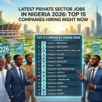 Latest Private Sector Jobs in Nigeria 2026: Top 15 Companies Hiring Right Now Latest Private Sector Jobs in Nigeria 2026: Top 15 Companies Hiring Right Now