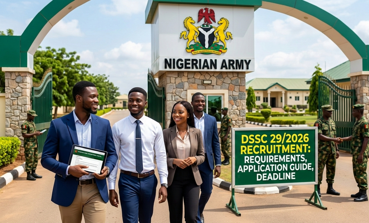 Nigerian Army DSSC 29/2026 Recruitment: Requirements, Application Guide & Deadline Nigerian Army DSSC 29/2026 Recruitment: Requirements, Application Guide & Deadline